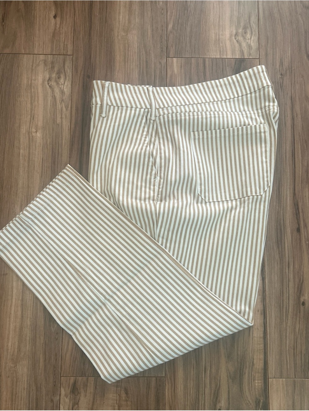 NYDJ Fit Is Everything Tan and White Stripe Jeans Sz 12